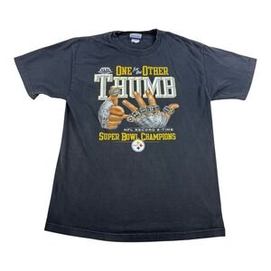 Pittsburgh Steelers Shirt Mens Medium Reebok NFL Super Bowl Champions Black Tee